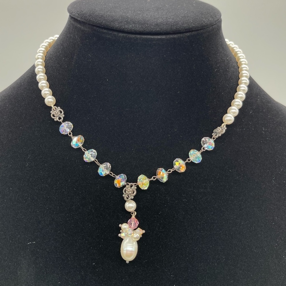 Faux Pearls with Crystals and Metal accent